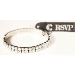 Charming Charlie RSVP Shimmering Rhinestone Stretch Bracelet Silver Tone New